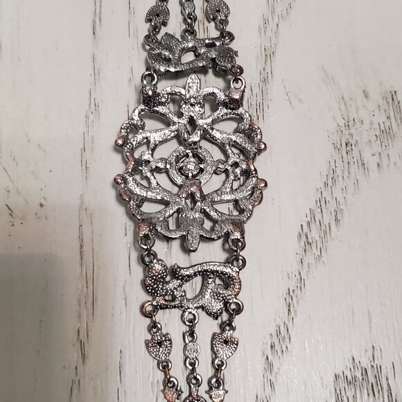 Vintage VCLM Victorina Filigree With Blue Rhinestones Bracelet - Picture 2 of 5